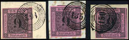 Briefst. 9 Kr., Drei Breitrandige Und Besonders Frische Kabinett-/Luxus-Briefstücke. (Michel: 4b(3)) - Autres & Non Classés
