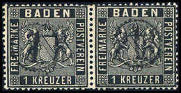 Gest. 1 Kr., Abart: Durchschlagender Druck, Besonders Tieffarbiges, Waagr. Prachtpaar Mit Zwei Zentr. Uhrradstempeln "1" - Other & Unclassified