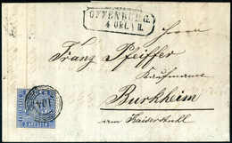 3 Kr., Frischer Luxusbrief Mit Klarem Stempel "104" OFFENBURG. (Michel: 10b) - Other & Unclassified