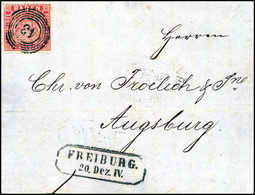 9 Kr., Schöner Blauer Pracht-Faltbrief Mit Genau Zentr. Stempel "43" FREIBURG.<br/><b>Katalogpreis: 600,-</b> (Michel: 1 - Altri & Non Classificati