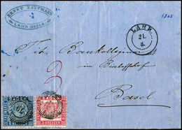 Beleg 6 Kr., Kab.-Stück In Mischfrankatur Mit Ausgabe 1862, 3 Kr. Rosa (leichte Falte) Auf Schönem, Blauem Brief Mit Ste - Autres & Non Classés