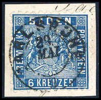 Briefst. 6 Kr., Luxus-Bfstk. Mit Zentr. K2 CARLSRUHE, Fotobefund Brettl.<br/><b>Katalogpreis: 100,-+</b> (Michel: 14b) - Altri & Non Classificati