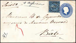 Beleg 6 Kr. Preussischblau, Zusatzfrankatur Auf Ganzsachenumschlag 1862, 6 Kr. Lebhaftultramarin In Die Schweiz. Die Mar - Sonstige & Ohne Zuordnung