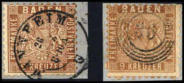 Briefst. 9 Kr., Zwei Schön Gestplt. Kab.-Briefstücke.<br/><b>Katalogpreis: 420,-</b> (Michel: 15a/b) - Autres & Non Classés