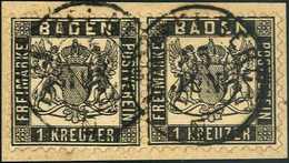 Briefst. 1 Kr., Waagr. Luxuspaar Auf Bfstk., Zwei Zentr., Waagr. Aufges. K2 HEIDELBERG. (Michel: 17a(2)) - Other & Unclassified