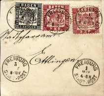 Beleg 1 Kr., Kab.-Stück In Mischfrankatur Mit Ausgabe 1868, Zwei Exemplare 3 Kr. Rot Auf Nicht Kpl. Brief Nach Ettlingen - Other & Unclassified