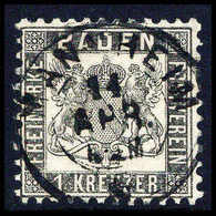 Gest. 1 Kr. Grauschwarz, Luxusstück Mit Genau Zentr. K2 MANNHEIM.<br/><b>Katalogpreis: 350,-+</b> (Michel: 17c) - Autres & Non Classés