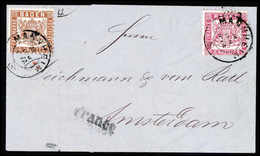 Beleg 3 Kr. Mit 9 Kr. Rotbraun, Schöner Kab.-Brief Nach Amsterdam, Klare K2 MANNHEIM 20/8 (1868). (Michel: 18,20a) - Other & Unclassified