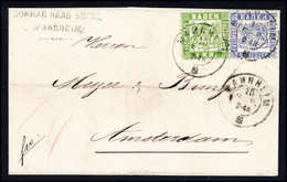 Briefst. 6 Kr., Mischfrankatur Mit Ausgabe 1868, 1 Kr. Grün Auf Gef. Brief Nach Amsterdam, Klare K2 MANNHEIM (6 Kr. Zhg. - Other & Unclassified