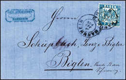 Beleg 7 Kr., Schöner Blauer Kab.-Brief Mit K2 MANNHEIM In Die Schweiz. (Michel: 25a) - Sonstige & Ohne Zuordnung