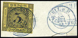 Briefst. "162" ZELL A.H., In Blau Mit Beiges. Ortsstempel Auf Frischem Pracht-Bfstk. 3 Kr. (Michel: 2a) - Other & Unclassified