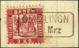 Briefst. DENZLINGN, Billettstempel Ideal Auf Luxus-Bfstk. 3 Kr.<br/><br/><span Style='color:red;font-size:0.9em'><b>Unve - Sonstige & Ohne Zuordnung