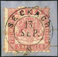 Briefst. SECKACH, K2 Ideal Auf Kab.-Bfstk. 3 Kr., Sign. Seeger BPP. (Michel: 18) - Sonstige & Ohne Zuordnung