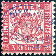 Gest. FRIESENHEIM (DINGLINGEN), In Blau Klar Und Zentr. Auf 3 Kr. (kl. Unebenheit). (Michel: 18) - Altri & Non Classificati