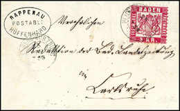 Beleg HÜFFENHARDT (RAPPENAU), Ideal Beiges. Auf Schönem Bahnpostbrief 3 Kr. Mit K2 HEIDELBERG-WÜRZBURG. (Michel: 24) - Autres & Non Classés