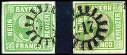 Gest. 9 Kr., Zwei Gestplt. Kabinettstück, Je Sign. Stegmüller BPP.<br/><b>Katalogpreis: 120,-</b> (Michel: 5aIII(2)) - Other & Unclassified