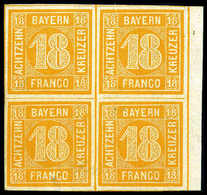 * 18 Kr., Ungebr. Kab.-Viererblock, Re. Mit Bogenrand, Sign. Senf.<br/><b>Katalogpreis: 1.100,-+</b> (Michel: 7(4)) - Autres & Non Classés