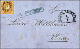 18 Kr., Breitrandiges Prachtstück Als Einzelfrankatur Auf Brief Im Postverein, Zentr. MR "28" BAHNH.AUGSBURG 5/1 (1857)  - Autres & Non Classés