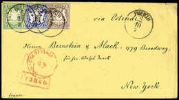 Beleg 1 Kr., Mischfrankatur Mit Ausgabe 1868, 6 Kr. Braun Und 7 Kr. Ultramarin Auf Schönem Gelbem Überseebrief In Die US - Other & Unclassified