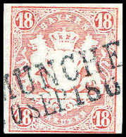 Gest. 18 Kr., Kab.-Stück Mit Klarem L2 MÜNCHEN.<br/><b>Katalogpreis: 220,-</b> (Michel: 19) - Other & Unclassified