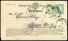 Beleg 1 Kr., Kab.-Stück Als Zusatzfrankatur Auf Ganzsachenkarte 2 Kr. Graugrün (kl. Beanstdg.) Mit Klaren K1 LINDAU 7/1  - Other & Unclassified
