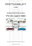 1982 - DEUTSCHLAND - FDS ETB 6/1982 [Historical Cars] - Michel 1123/1126 + BONN 1 - 1981-1990
