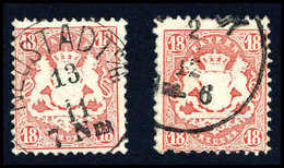 Gest. 18 Kr., Zwei Gestplt. Kabinettstücke, Sign. Stegmüller BPP.<br/><b>Katalogpreis: 180,-</b> (Michel: 27Yb(2)) - Altri & Non Classificati