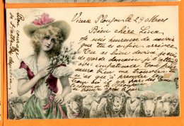 A492, Illustrateur Wichera, Bergère Et Ses Moutons, Femme, Chapeau, Sheep, Fantaisie, Précurseur, Circulée 1902 - Wichera