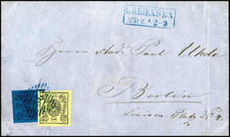2 Sgr., Mischfrankatur Mit Ausgabe 1861, 1 Sgr. A. Gelb, Leuchtend Farbfrische Luxusstücke Auf Schönem Blauem Faltbrief  - Other & Unclassified