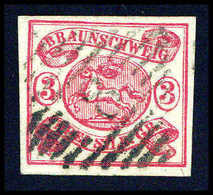 Gest. 3 Sgr., Besonders Tieffarbiges Luxusstück Mit Genau Zentr. Stempel "8" BRAUNSCHWEIG, Fotobefund Lange BPP.<br/><b> - Altri & Non Classificati