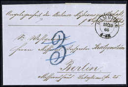 Beleg 1866, HAMBURG, Preussischer K2 Auf Portofreiheitsbrief "Angelegenheit Der Berliner Missionsgesellschaft" Nach Berl - Altri & Non Classificati