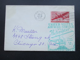 USA 1949 Air Mail Service Via Helicopter. First Flight A.M. 96. Chicago Area. Helikopterpost - Cartas