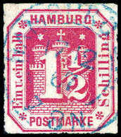 Gest. 1½ Sch., Kab.-Stück Mit Zentr. Blauem K2 HAMBURG ST.P. 17/12 67, Sign. Drahn, Bühler.<br/><b>Katalogpreis: 160,-</ - Sonstige & Ohne Zuordnung