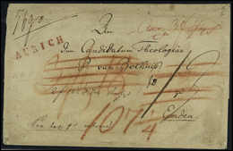 (1810), AURICH, Roter L1 Klar Auf Brief Nach Emden Mit Zahlr. Taxierungen Sowie Rs. Vermerk "Der Unbemittelte Empfänger  - Autres & Non Classés