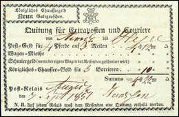 Beleg 1851, Aurich, Seltene "Quittung Für Extrapost Und Couriere", Postgeld Für Vier Pferde Auf Drei Meilen. - Other & Unclassified