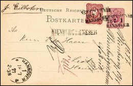 Beleg NIENBURG A.d. WESER, L1 Beiges. Auf Seltener Eilboten-Postkarte DR 5 Pfg. Mit Zusatzfrankatur 25 Pfg., Zug-L3 GEES - Other & Unclassified
