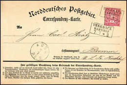 Beleg VEGESACK BAHNHOF, R3 Zweimal Ideal Auf Gef. Postkarte NDP 1 Gr. (Michel: NDP16) - Other & Unclassified