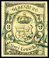 Gest. 3 Gr., Ringsum Gleichmäßig Breitrandiges Und Sauber Gestplt. Exemplar (rs. Aufgerauht).<br/><b>Katalogpreis: 750,- - Autres & Non Classés