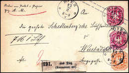 Beleg 2 Kr. Mit 3 Kr. Karminrosa Auf Ganzsachenumschlag 3 Kr. Karmin Als Paketbegleitbrief Mit Taxis-K1 DIETZ 13/8 (1867 - Other & Unclassified