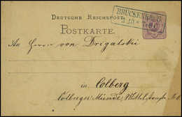 Beleg BRÜCKENKRUG, R2 In Blau Ideal Auf Postkarte DR 5 Pfg. (re. Unten Etwas Getönt). (Michel: DR) - Autres & Non Classés