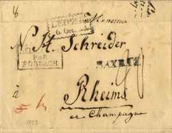 LEIPZIG, Gezackter R2 Klar Nebst Transitstempel SAXE TT. Und R3 ALLEMANGE PAR FORBACH Auf Brief Nach Reims. - Otros & Sin Clasificación