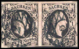 Gest. 1 Ngr., Waagr. Kab.-Paar Mit Zentr. Stempel "2" LEIPZIG.<br/><b>Katalogpreis: 280,-</b> (Michel: 4IIb(2)) - Autres & Non Classés