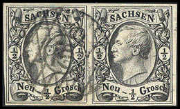 Gest. ½ Ngr., Waagr. Luxuspaar Mit Nur Einem Zentr. Stempel "102" SCHMÖLLN. Ungewöhnliche Entwertungsart. (Michel: 8II(2 - Autres & Non Classés