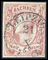 Gest. 5 Ngr., Luxusstück Mit Schönem K2 LEIPZIG, Fotobefund Rismondo BPP.<br/><b>Katalogpreis: 150,-</b> (Michel: 12c) - Altri & Non Classificati