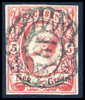 Gest. 5 Ngr., Luxusstück Mit Genau Zentr. Stempel "19" MEISSEN, Sign. Rismondo BPP, Fotobefund Vaatz BPP.<br/><b>Katalog - Other & Unclassified