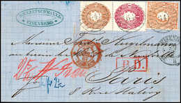 Beleg ½ Ngr. Mit 1 Gr. Rosa Und 3 Gr. Braunorange (diese Kaum Merkl. Falte) Auf Schönem Blauem Brief Nach Paris, Zentr.  - Sonstige & Ohne Zuordnung