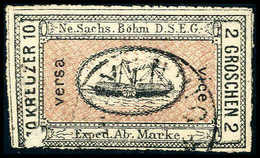 Gest. Sächsisch-Böhmische Dampfschiffahrts-Gesellschaft: 1867, 10 Kr./2 Gr. Braun/schwarz A. Weiß, Farbfrisches Exemplar - Other & Unclassified