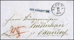 Beleg 1859, ALTONA, K1 Mit Beiges. Blauem L1 AUS DÄNEMARK Auf Bar Frankiertem Kab.-Brief Nach Otterndorf. - Autres & Non Classés