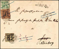 ¼ Sgr. In Mischfrankatur Mit Ausgabe 1859, ½ Sgr. Grün Auf Brief Nach Jena, Dort Weitergeleitet Nach Nürnberg Und Mit 3  - Sonstige & Ohne Zuordnung