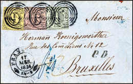 1 Kr. Mit 6 Kr. A. Rosa Und 9 Kr. A. Gelb Als Dekorative Dreifarben-Frankatur Auf Blauem Prachtbrief Mit Stempel "220" F - Other & Unclassified